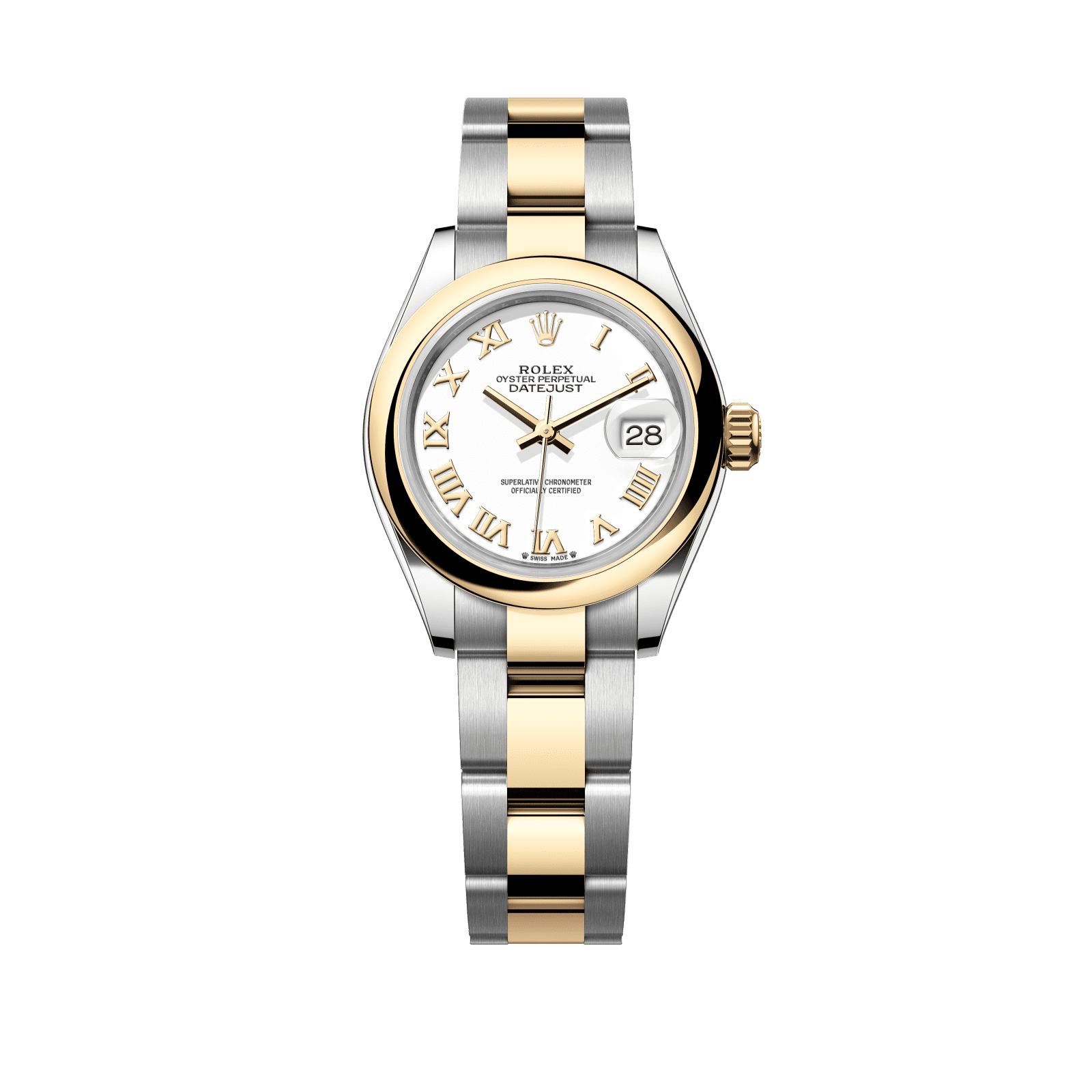 Rolex Lady-Datejust 28 mm White Dial 18 kt Yellow Gold Oyster Bracelet 279163-0024 - WATCHXNYC