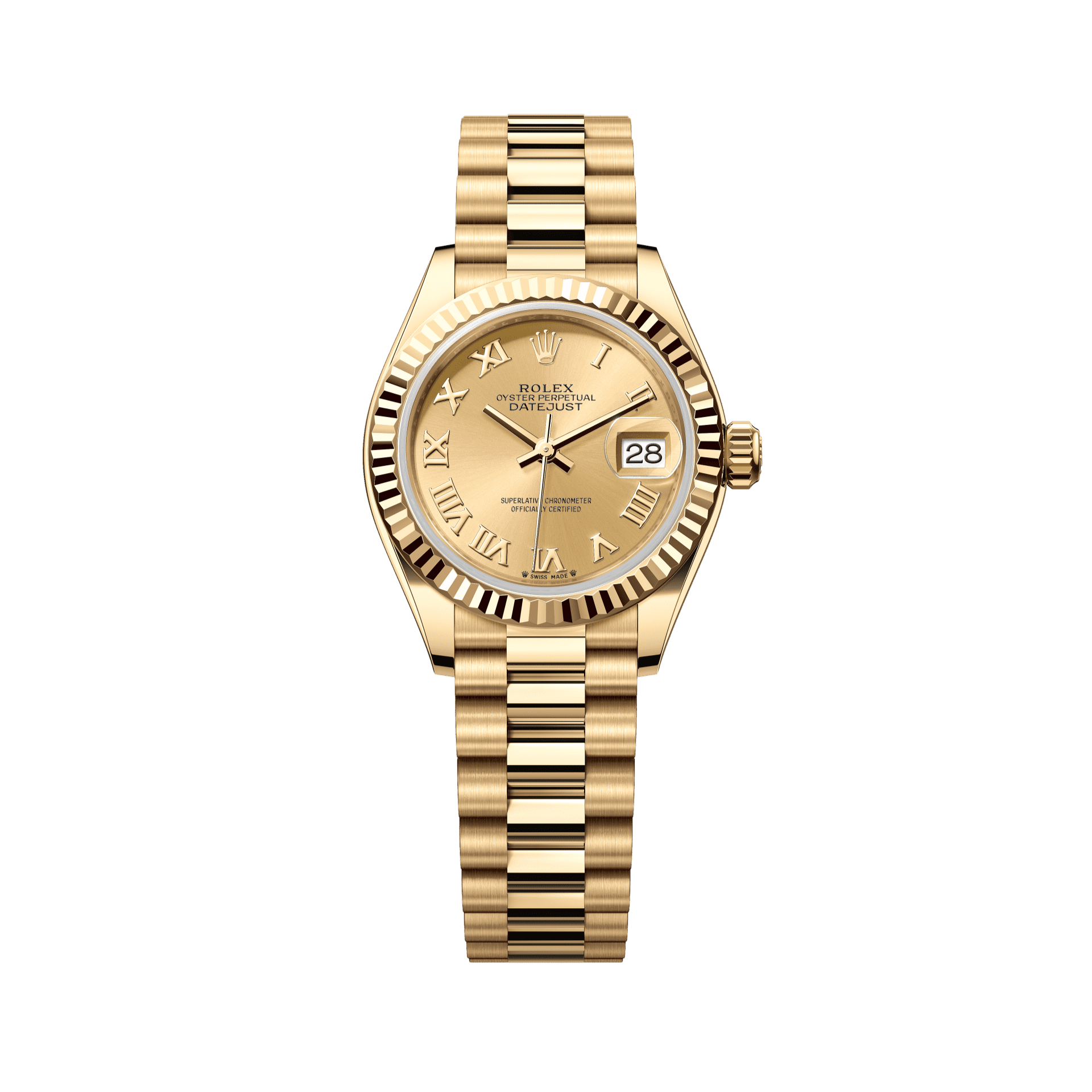 Rolex Oyster 28 mm Champagne Dial 18k Yellow Gold President Bracelet 279178-0022 - WATCHXNYC