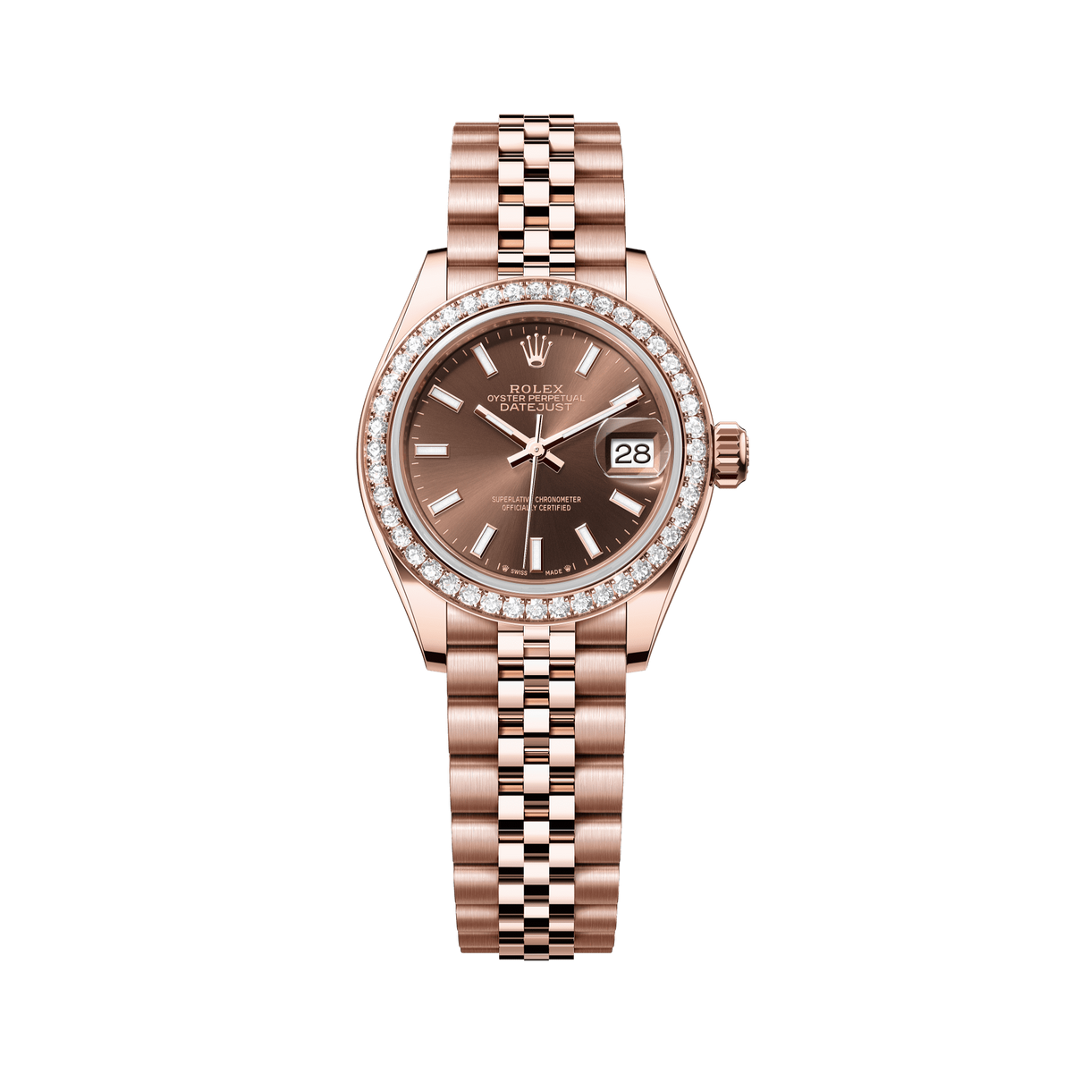 Rolex Oyster 28 mm Chocolate Dial 18 kt Everose Gold Jubilee 279135rbr-0008 - WATCHXNYC