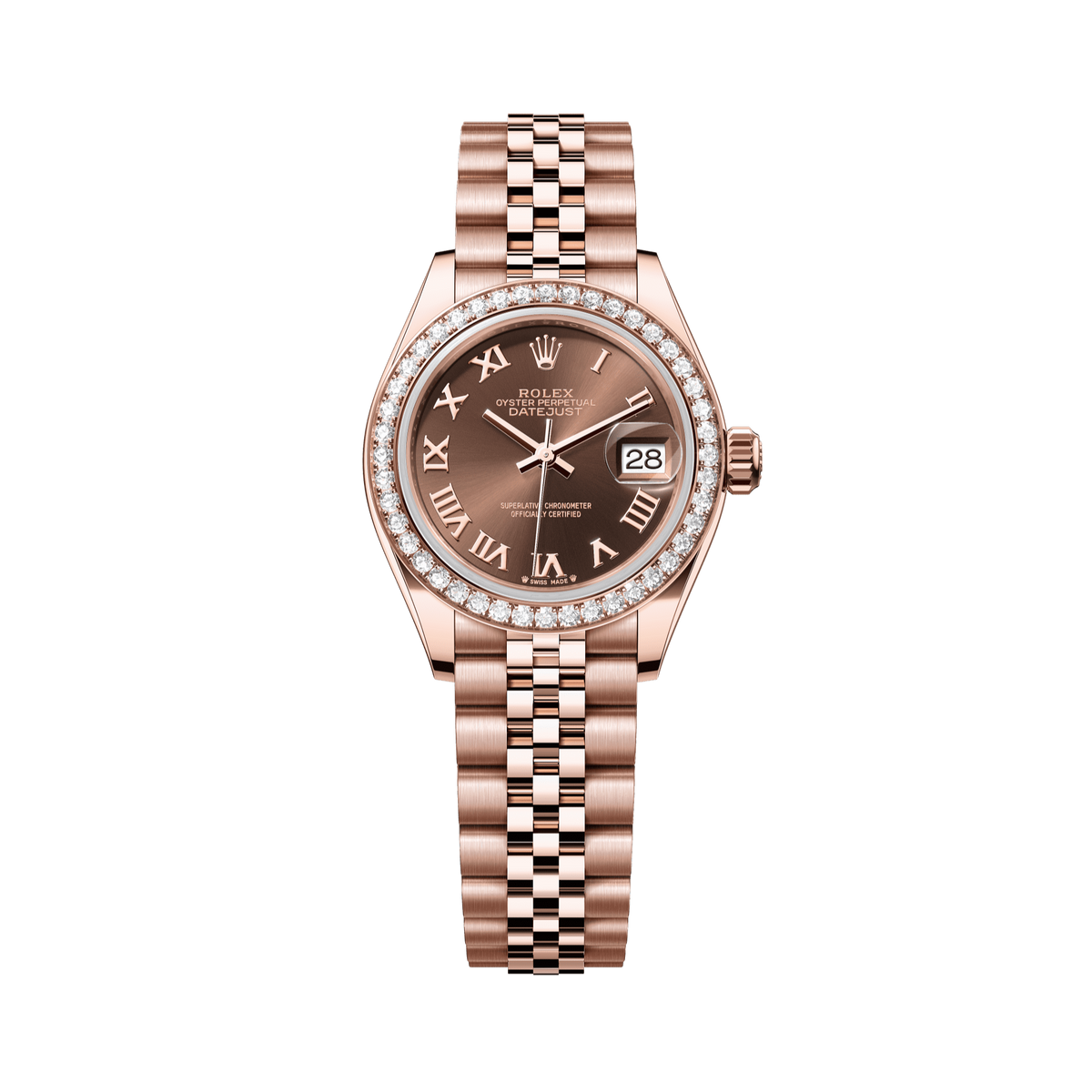 Rolex Oyster 28 mm Chocolate Dial 18 kt Everose Gold Jubilee 279135rbr-0012 - WATCHXNYC