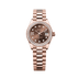 Rolex Oyster 28 mm Chocolate Set With Diamonds Dial 18 kt Everose Gold President, Semi-Circular Three-Piece Links 279135rbr-0001