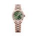 Rolex Oyster 28 mm Olive Green Set With Diamonds Dial 18 kt Everose Gold President, Semi-Circular Three-Piece Links 279135rbr-0014