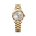 Rolex Oyster 28 mm Silver set with diamonds Dial 18k Yellow Gold President Bracelet 279178-0015