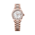 Rolex Oyster 28 mm White Mother-Of-Pearl Set With Diamonds Dial 18 kt Everose Gold President, Semi-Circular Three-Piece Links 279135rbr-0010