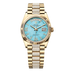 Rolex Oyster 36 mm Turquoise Set With Diamonds Dial 18k Yellow Gold Diamond-set President 128238-0072