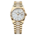 Rolex Oyster 36 mm White Mother-Of-Pearl Set With Diamonds Dial 18k Yellow Gold Diamond-set President 128238-0124