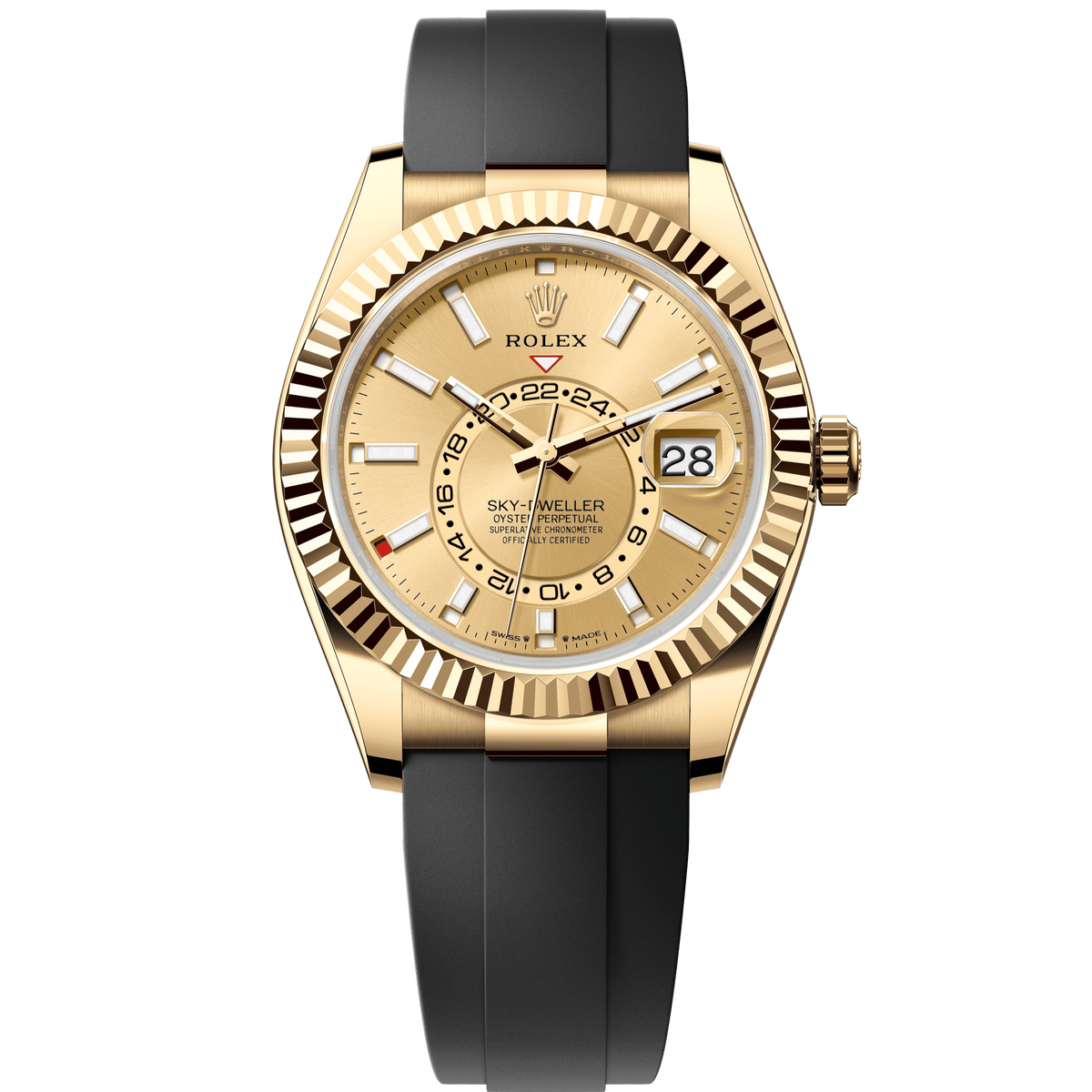 Rolex Oyster 42 mm Champagne-Colour Dial 18k Yellow Gold Oysterflex 336238-0001 - WATCHXNYC