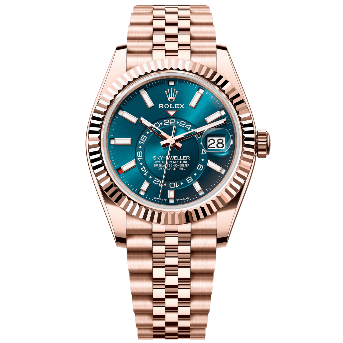 Rolex Sky-Dweller 42 mm Blue-Green Dial 18 kt Everose Gold Jubilee 336935-0005 - WATCHXNYC