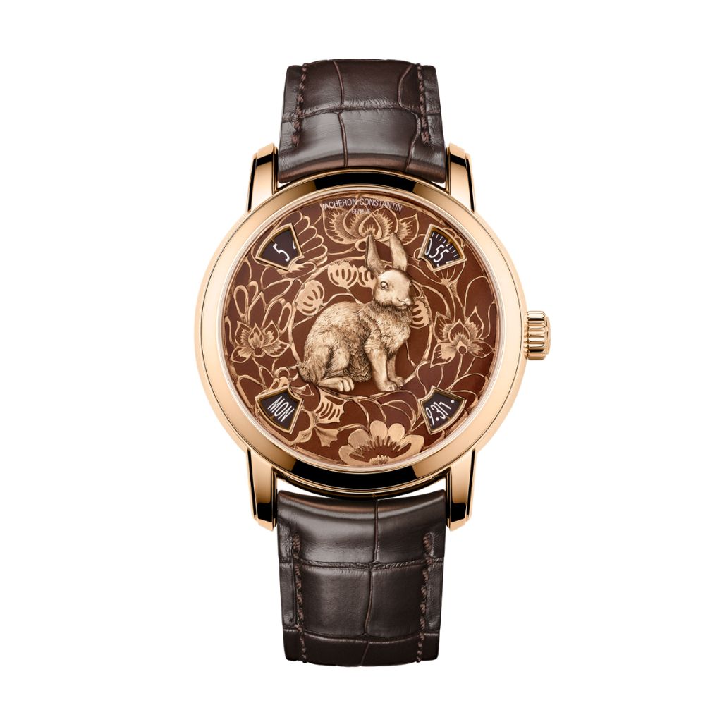 Vacheron Constantin Métiers d'Art The legend of the Chinese zodiac - year of the rabbit 40 mm Brown Dial 18K Pink Gold   Leather Strap 86073/000R-B933 - Wrist Boutique