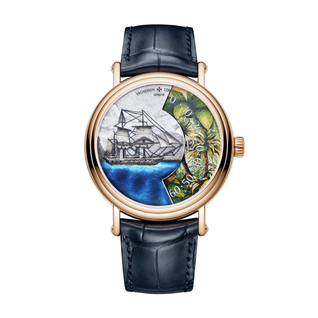 Vacheron Constantin Métiers d'Art Tribute to Explorer Naturalists - Detroit de Magellan 41 mm Silver Dial 18K Pink Gold   Leather Strap 7500U/000R-B992 - Wrist Boutique