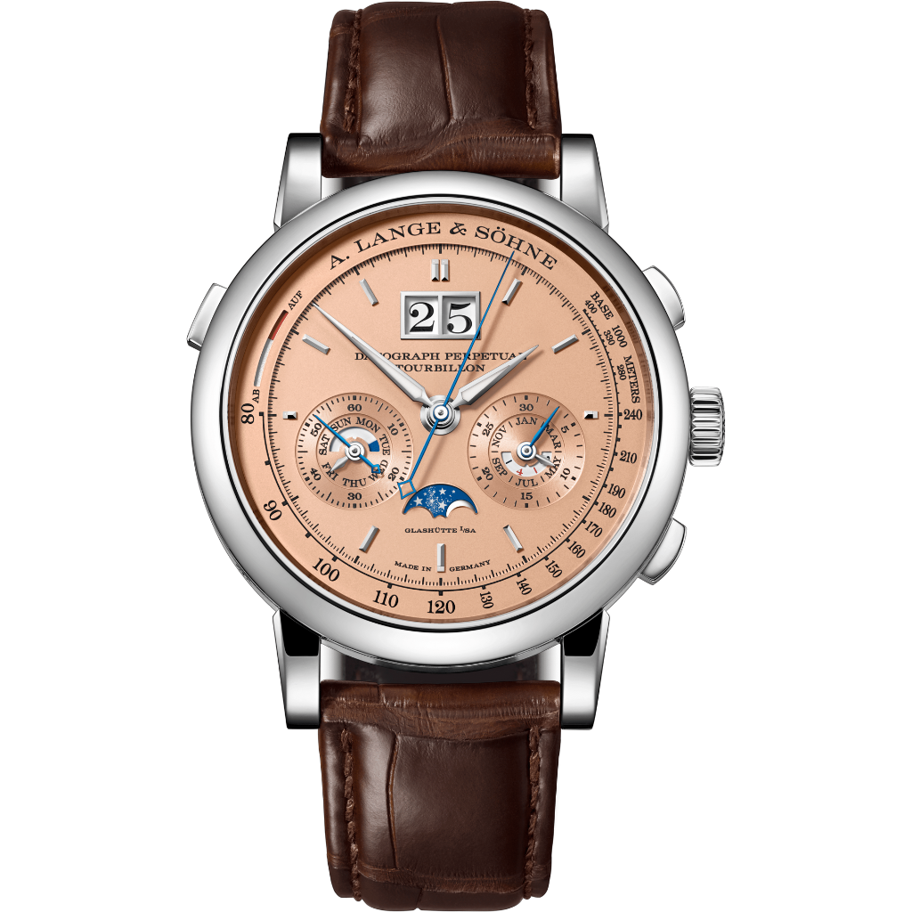 A. Lange & Sohne DATOGRAPH PERPETUAL TOURBILLON 41.5 mm Pink Dial 18-Carat White Gold   Leather Strap 740.056FE / LSLS7403AT - WATCHXNYC