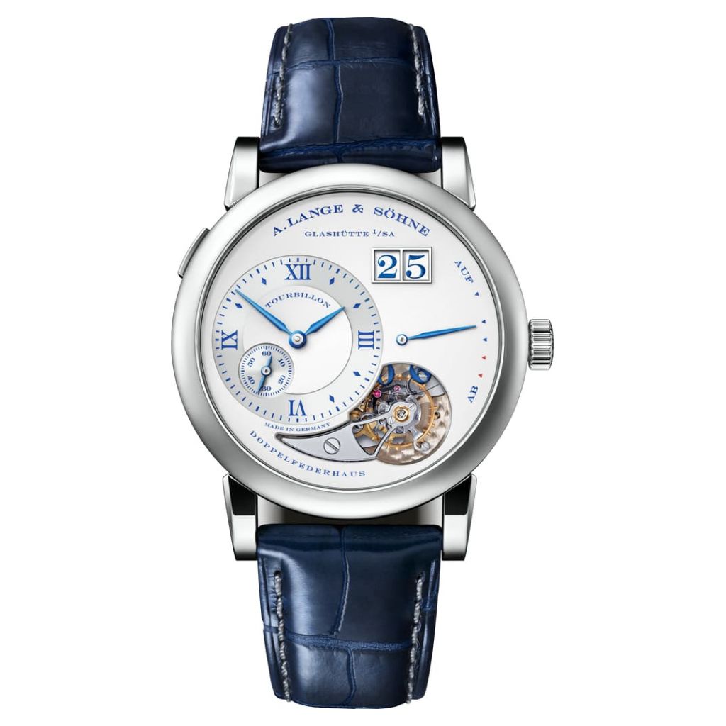 A. Lange & Sohne LANGE 1 TOURBILLON “25th Anniversary” 38.5 mm Silver Dial 18k White Gold   Leather Strap 722.066F / LSLS7223AV - WATCHXNYC