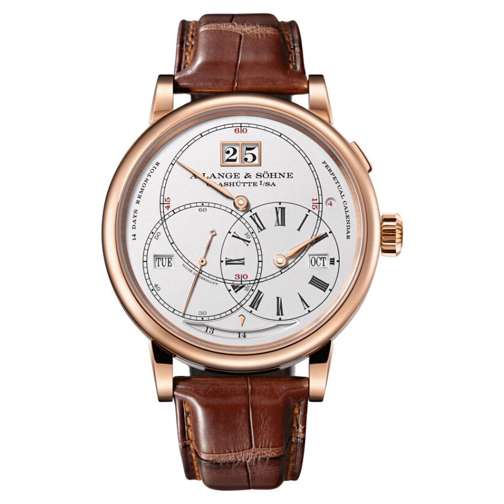 A. Lange & Sohne Richard Lange Perpetual Calendar "Terraluna" 45.5 mm Silver Dial 18K Pink Gold   Leather Strap 180.032FE / LSLS1804AB - WATCHXNYC