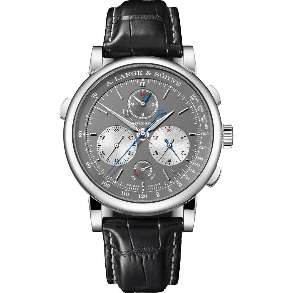 A. Lange & Sohne TRIPLE SPLIT 43.2 mm Light-Grey Dial 18-Carat White Gold   Leather Strap 424.038F / LSLS4243AD - WATCHXNYC