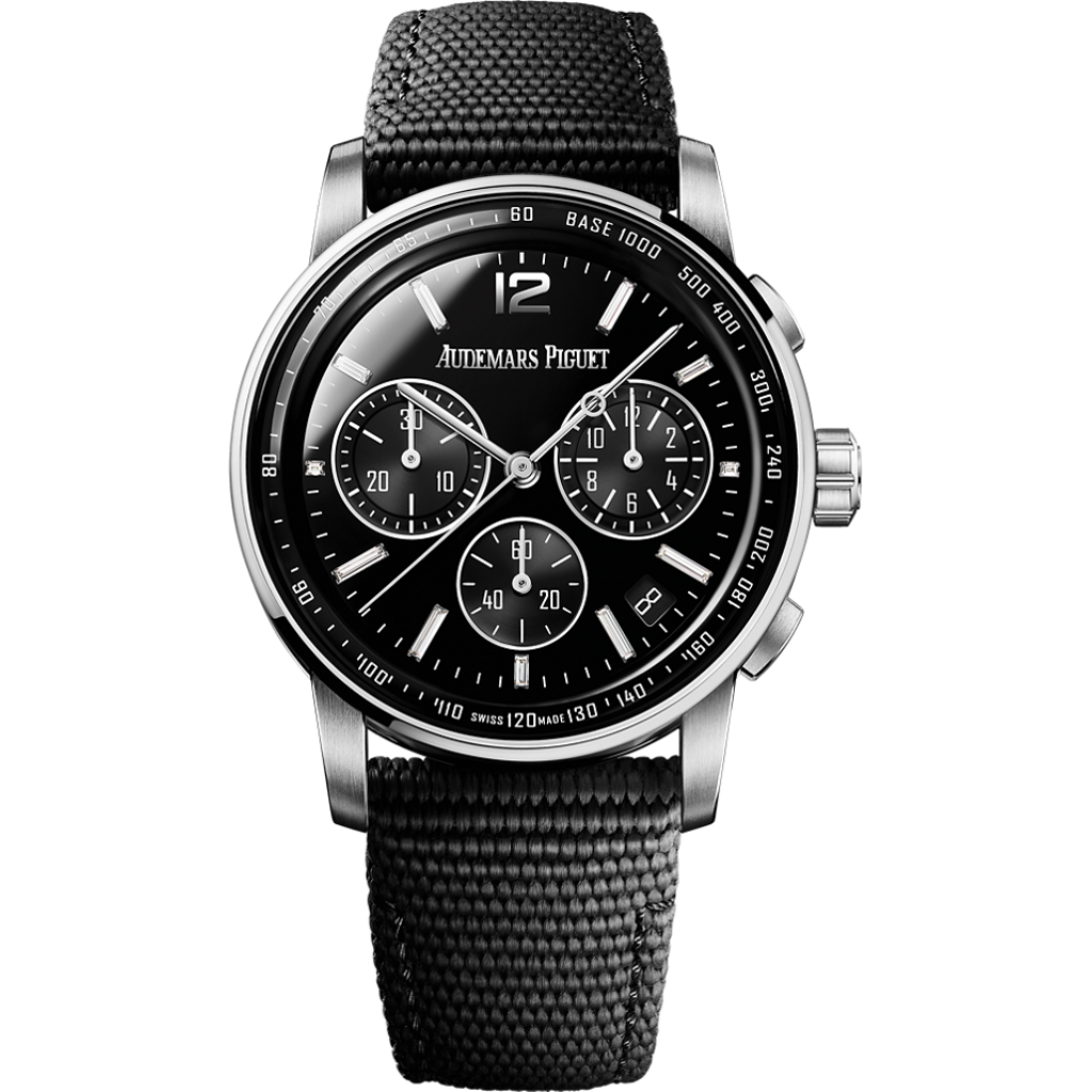 Audemars Piguet Code 11.59 by Audemars Piguet Selfwinding Chronograph 41 mm Black Dial with Diamonds 18-Carat White Gold Rubber-Coated Strap 26393BC.OO.A002KB.02 - Wrist Boutique