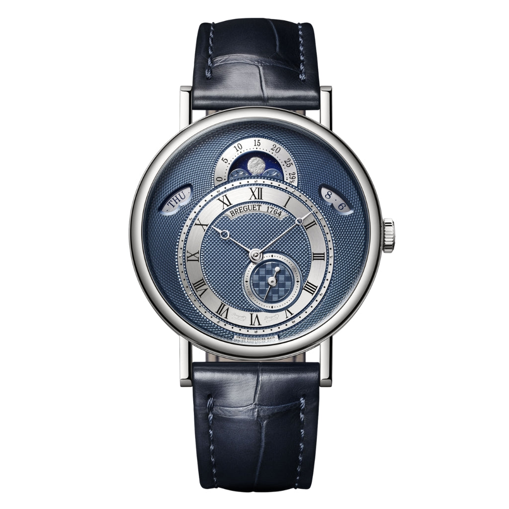 Breguet Classique Calendrier 7337 39 mm Blue Dial 18K White Gold   Leather Strap 7337BB/Y5/9VU - WATCHXNYC