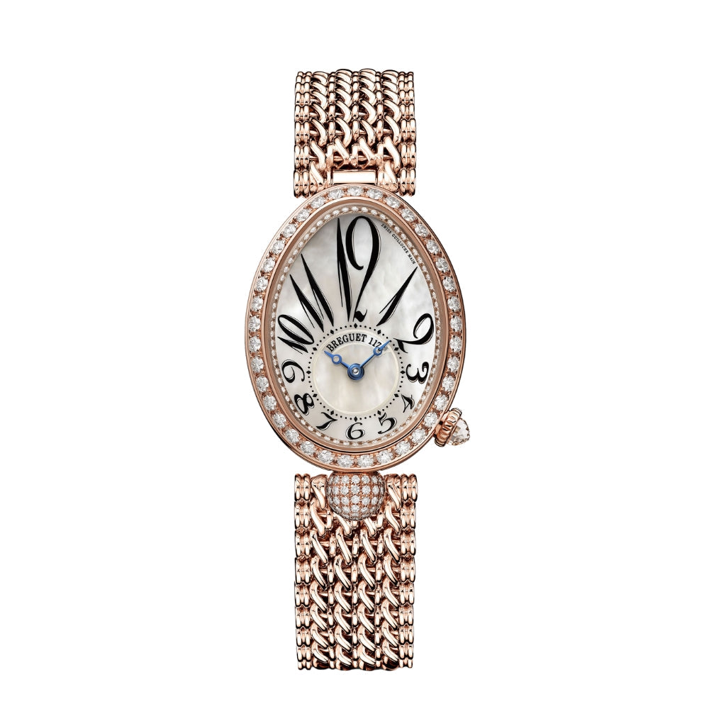 Breguet Reine 33 x 24.95 mm White Mother-Of-Pearl Dial with Diamonds 18k Rose Gold Bracelet 8928BR/5W/J20/DD00 - WATCHXNYC