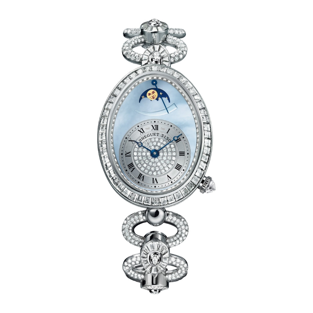 Breguet Reine 38.50 x 30.45 mm Blue Natural Mother-Of-Pearl Dial with Diamonds White Gold Bracelet 8909BB/VD/J29/DDDD - WATCHXNYC