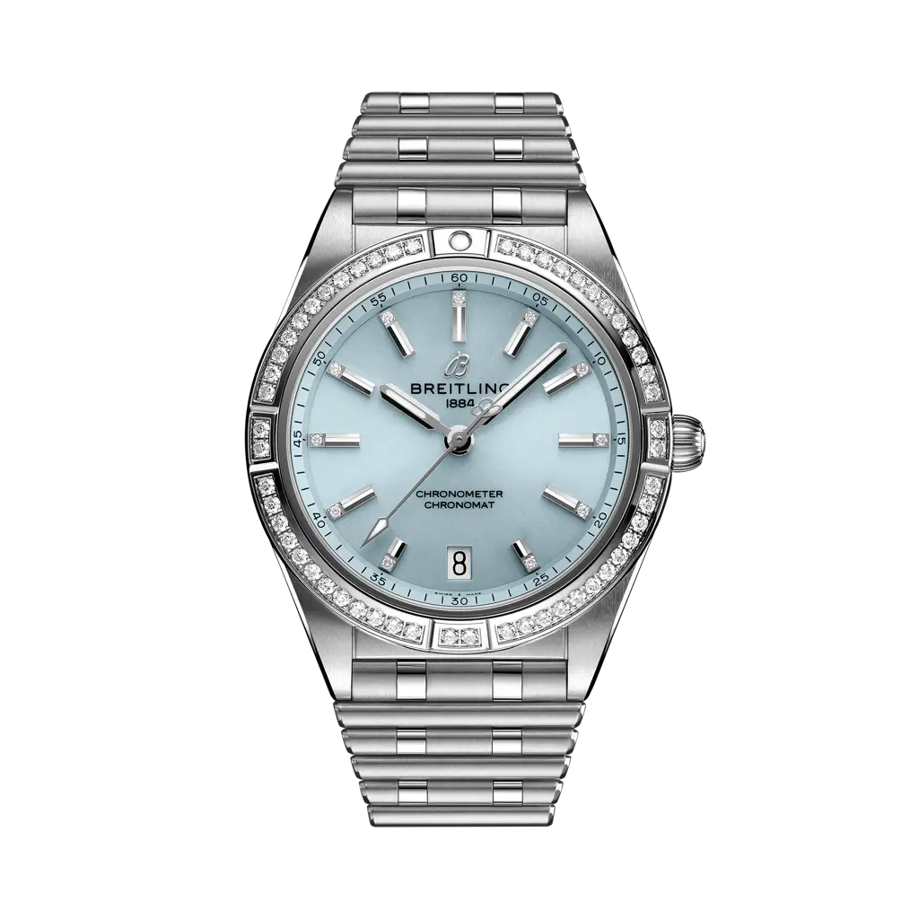Breitling Chronomat Automatic 36 mm Ice-Blue Dial Stainless Steel & 18K White Gold Bracelet G10380591C1G1 - WATCHXNYC