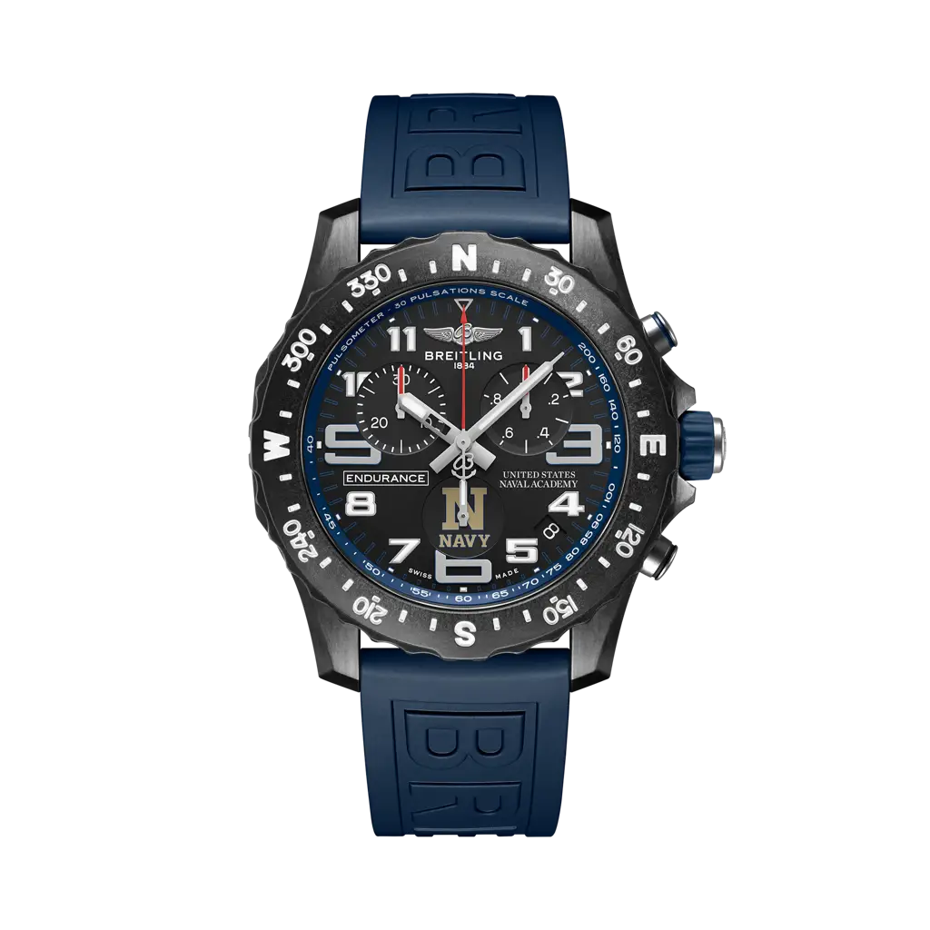 Breitling Endurance Pro 44 United States Naval Academy™ 44 mm Black Dial Breitlight Blue Rubber Strap X823103C1B1S1 - WATCHXNYC