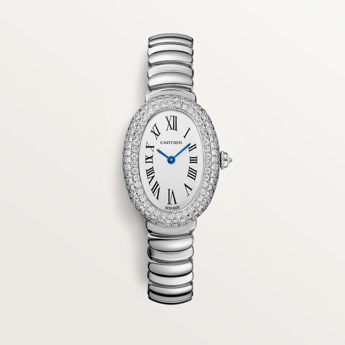 Cartier Baignoire Small 18k White Gold Silver Dial Bracelet WJBA0020 - WATCHXNYC
