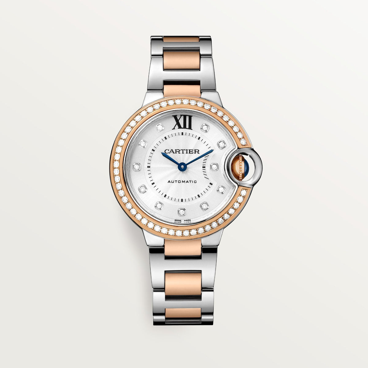 Cartier Ballon Bleu 33 mm Rose Gold Silver Dial Bracelet W3BB0023 - WATCHXNYC