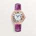 Cartier Ballon Bleu 33 mm Rose Gold Silver Dial Purple  Leather Strap WJBB0051