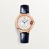 Cartier Ballon Bleu 33 mm Rose Gold Silver Sunray Dial Blue  Leather WGBB0052