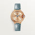 Cartier Ballon Bleu 33 mm Rose Gold Sunray Dial Gray  Leather Strap WJBB0076