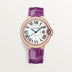 Cartier Ballon Bleu 36 mm Rose Gold Silver Dial Purple  Leather Strap WJBB0050