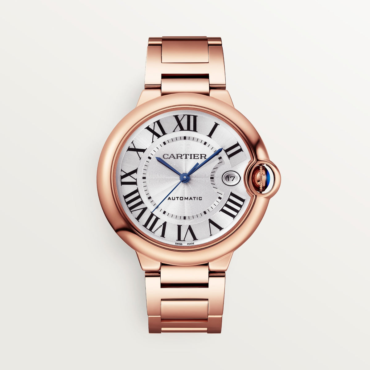 Cartier Ballon Bleu 40 mm 18k Rose Gold Silver Dial Bracelet WGBB0039 - WATCHXNYC