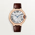 Cartier Ballon Bleu 40 mm 18k Rose Gold Silver Dial Brown  Leather Strap WGBB0035