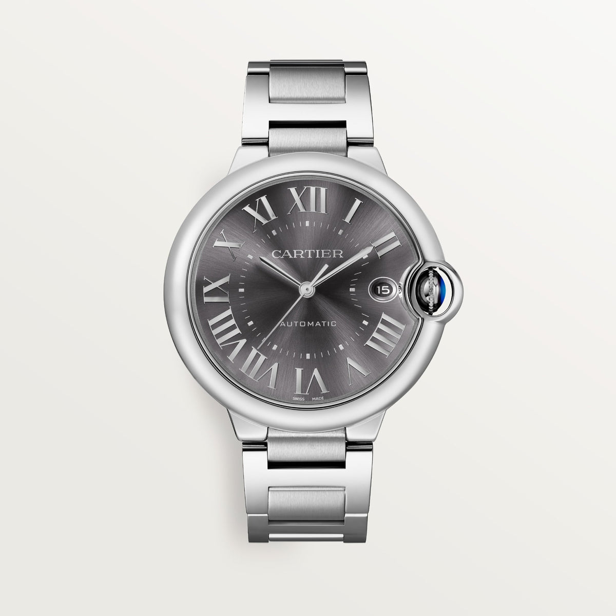 Cartier Ballon Bleu 40 mm Steel Dark Grey Sunray Dial Bracelet WSBB0060 - WATCHXNYC