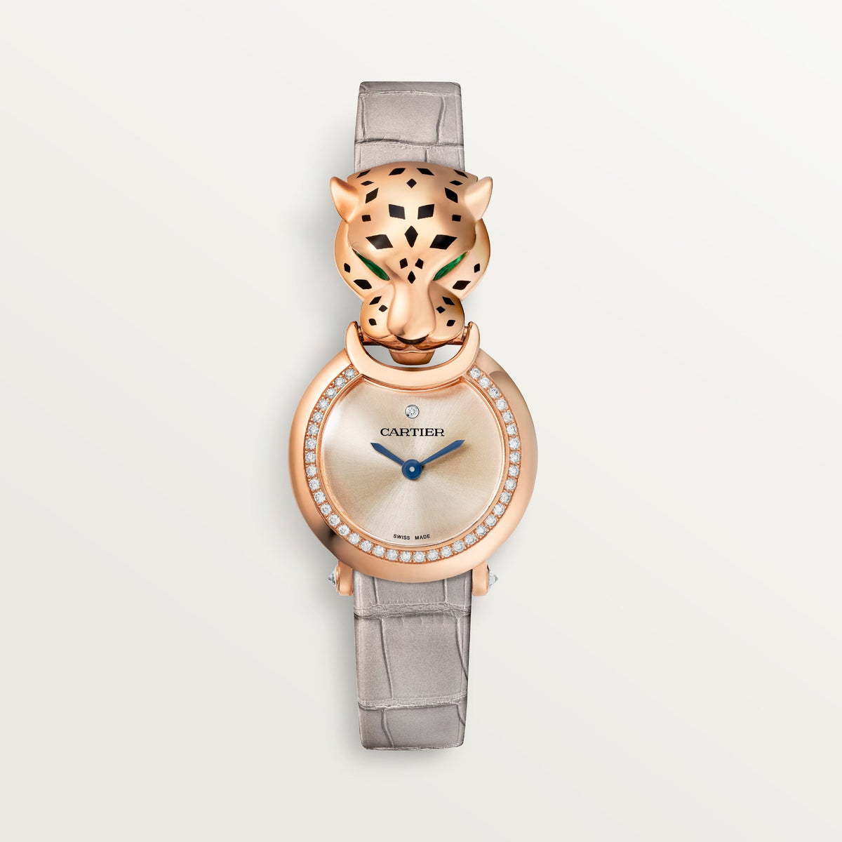 Cartier Panthère 23.6 mm Rose Gold Pink Dial Light Grey Leather Strap HPI01379 - WATCHXNYC