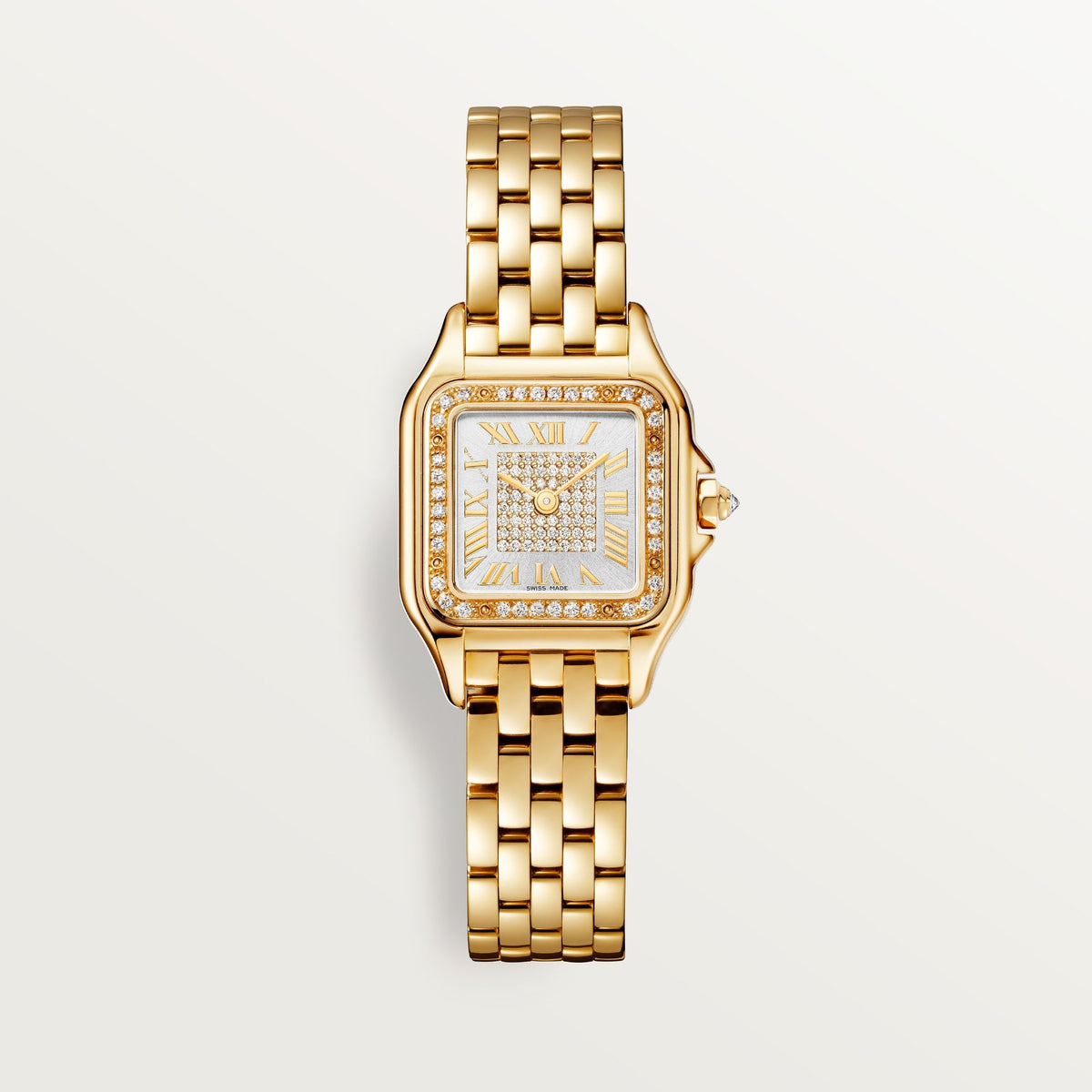 Cartier Panthère Small 18k Yellow Gold Silver Sunray Dial Bracelet WJPN0042 - WATCHXNYC