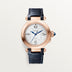 Cartier Pasha 18k Rose Gold Silver Dial Navy Blue And Gray  Skin Straps WGPA0014