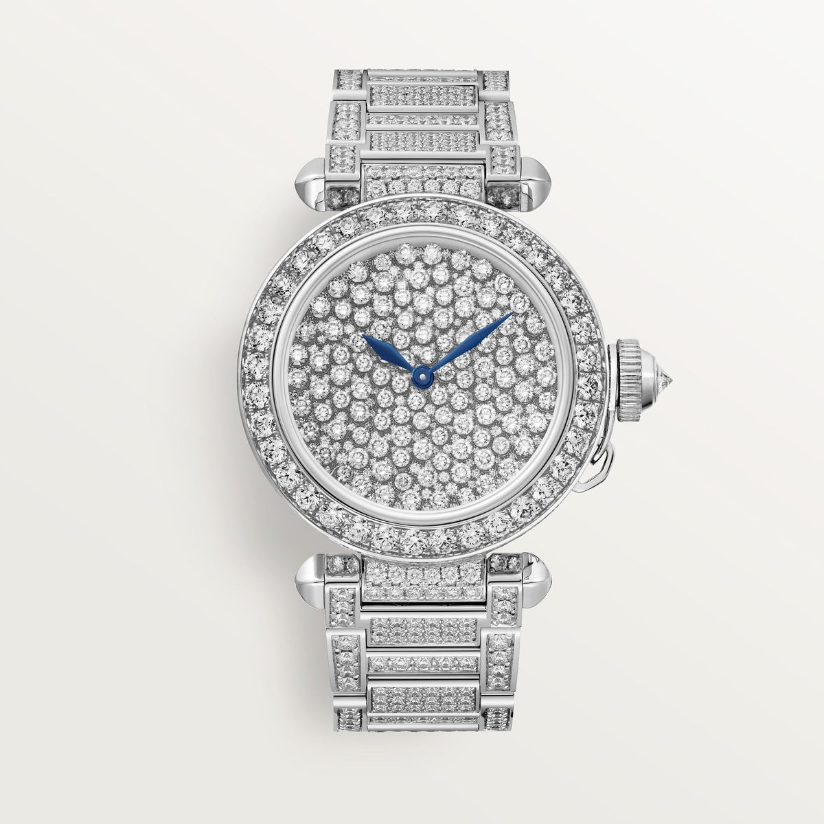 Cartier Pasha 35 mm White Gold Diamond Paved Dial Bracelet HPI01392 - WATCHXNYC
