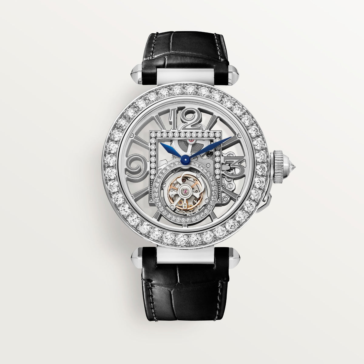 Cartier Pasha 41 mm 18k White Gold Grey Dial Black  Skin Strap HPI01435 - WATCHXNYC