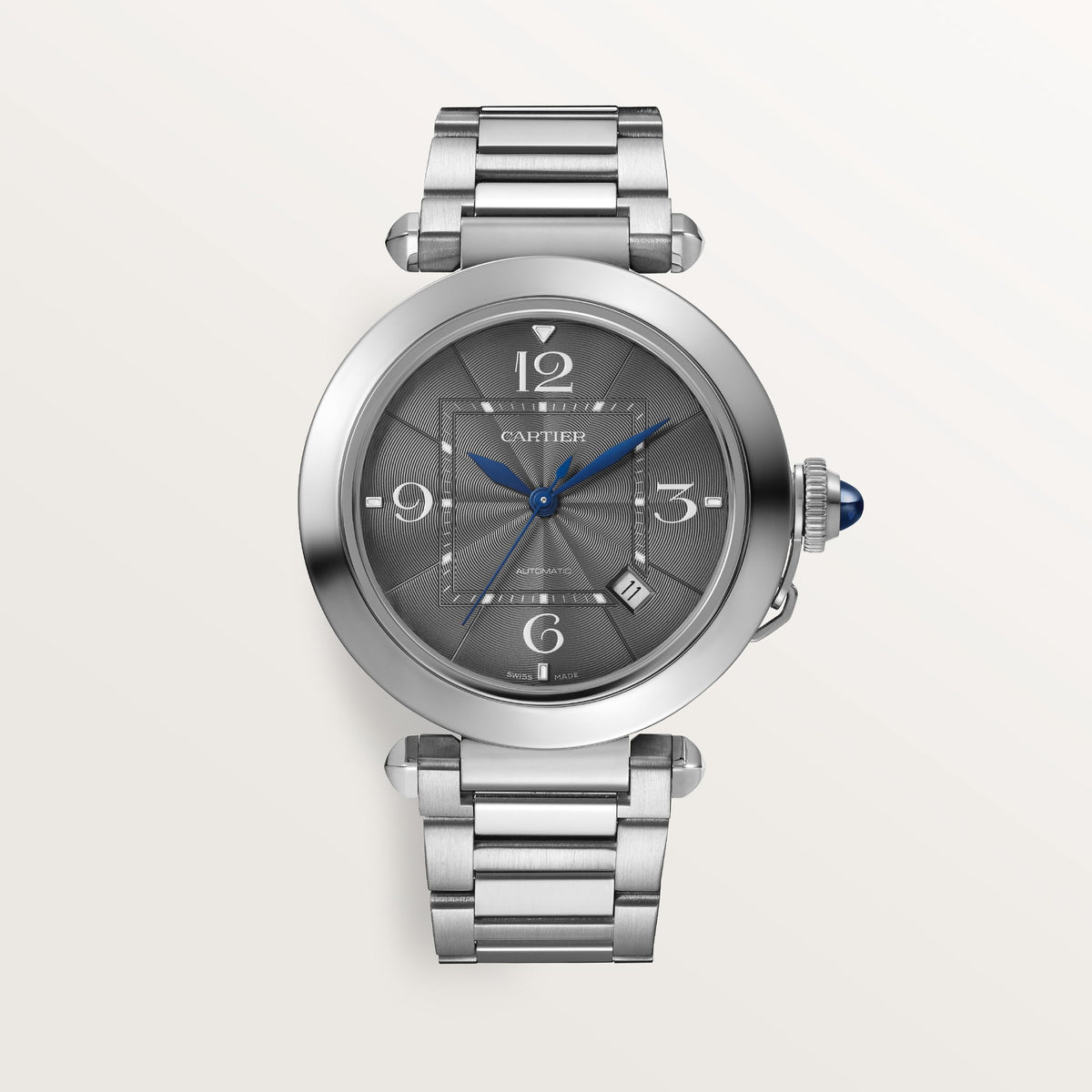 Cartier Pasha 41 mm Steel Dark Grey Dial Bracelet WSPA0026 - WATCHXNYC