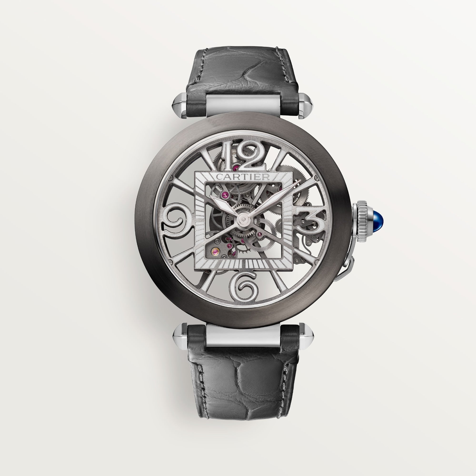 Cartier Pasha 41 mm Steel Dark Grey Dial Two  Leather Straps WHPA0017 - WATCHXNYC