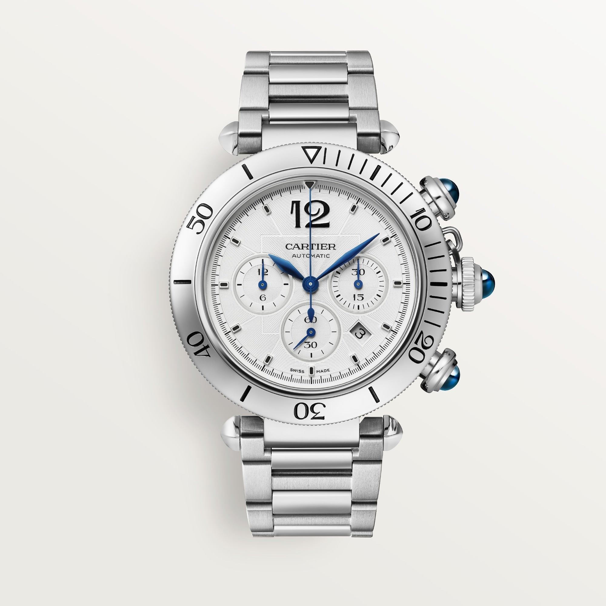 Cartier Pasha 41 mm Steel Silver Dial Bracelet WSPA0018 - WATCHXNYC