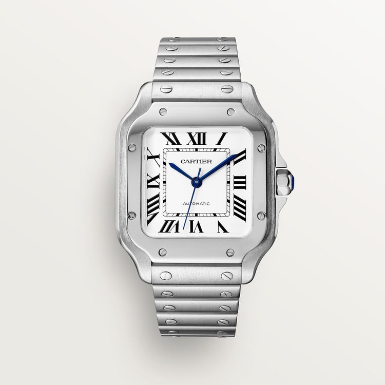 Cartier Santos 41.9 mm x 35.1 mm Medium Steel Silver Dial Bracelet WSSA0029 - WATCHXNYC