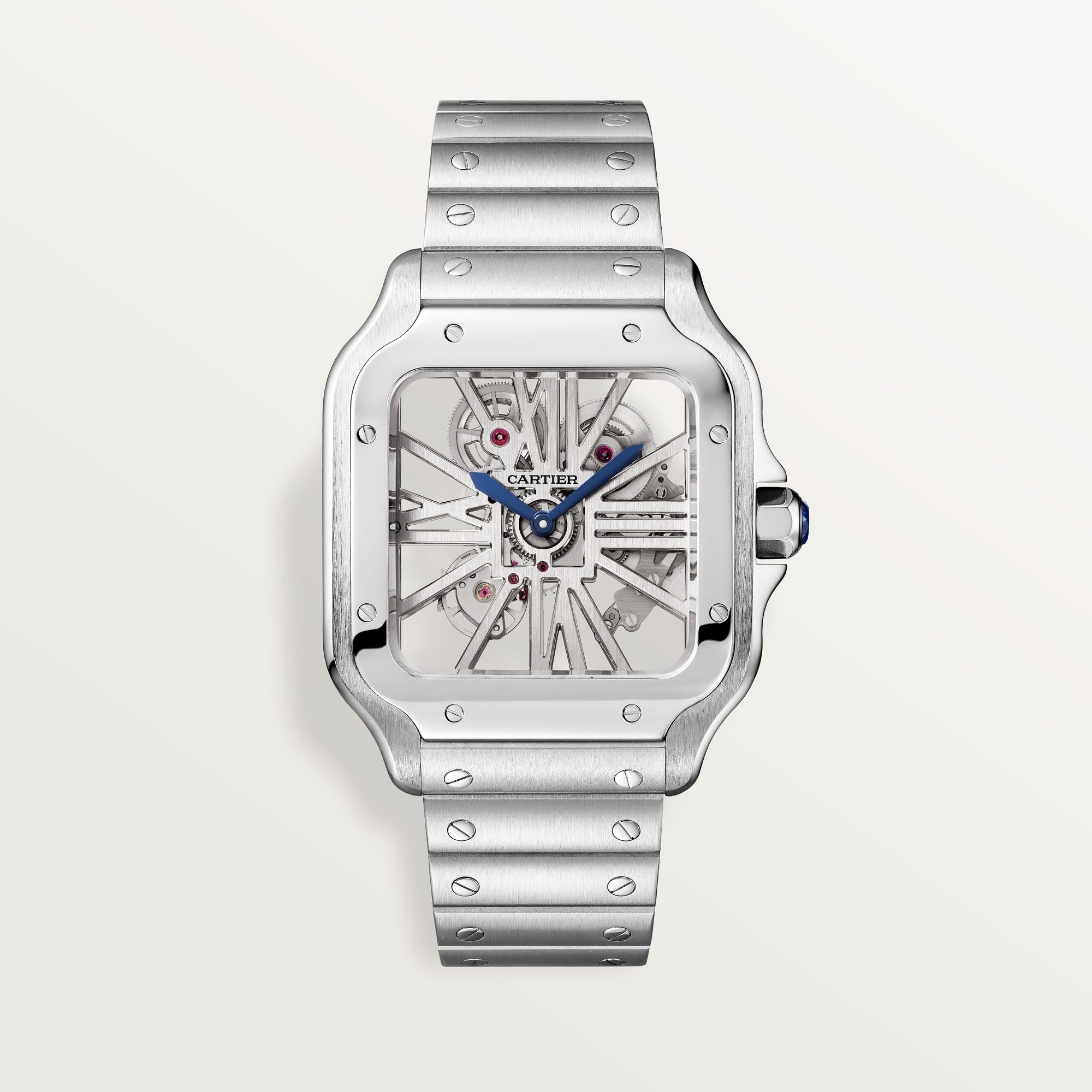 Cartier Santos Large Steel Silver Dial Bracelet WHSA0014 - WATCHXNYC