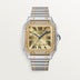 Cartier Santos Medium Steel Golden Sunray Dial Bracelet W3SA0007