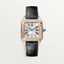 Cartier Santos Small 18k Rose Gold Silver Dial Black  Leather W2SA0012