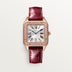 Cartier Santos Small 18k Rose Gold Silver Dial Burgundy Shiny Leather Strap WJSA0017