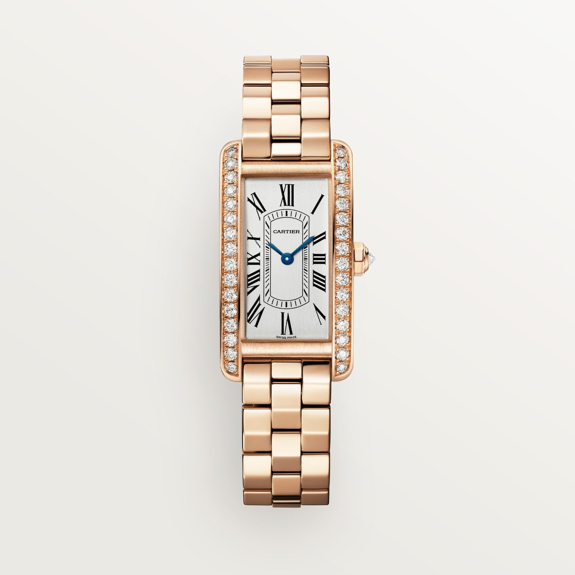 Cartier Tank Américaine Small 18k Rose Gold Silver Dial Bracelet WJTA0044 - WATCHXNYC