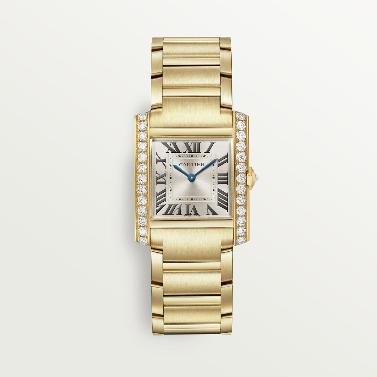 Cartier Tank Française Medium 18k Yellow Gold Steel Golden Sunray Dial Bracelet WJTA0040 - WATCHXNYC