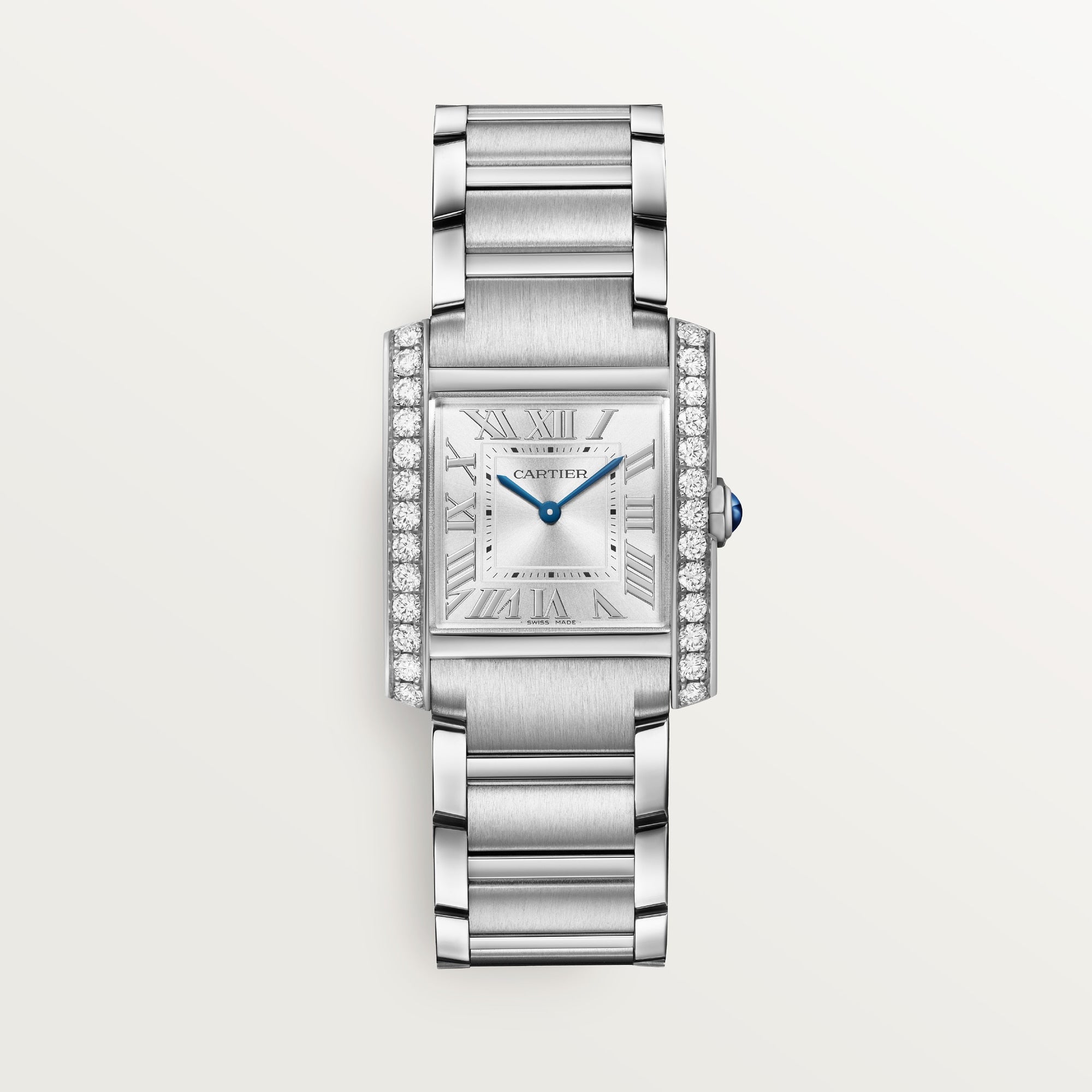 Cartier Tank Française Medium Steel Silver Sunray Dial Bracelet W4TA0021 - WATCHXNYC