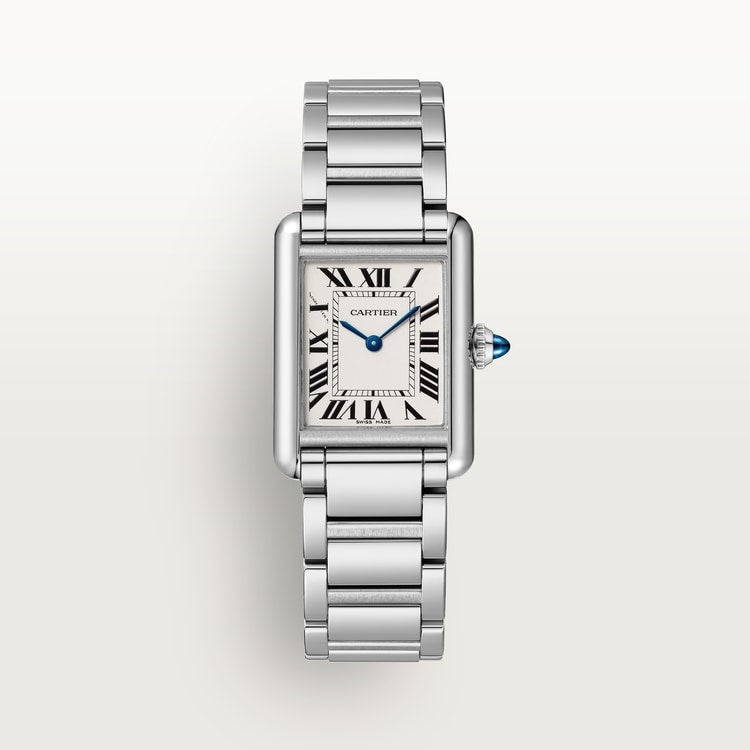 Cartier Tank Must 29.5 mm x 22.0 mm Silver Dial Steel Bracelet WSTA0107 - WATCHXNYC